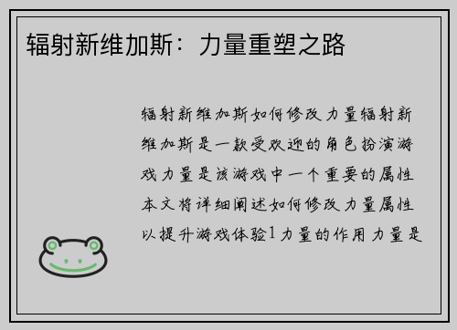 辐射新维加斯：力量重塑之路